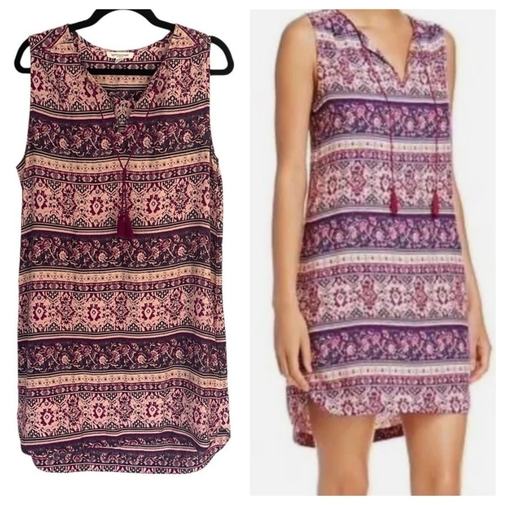 Beachlunchlounge Boho Kayla Tribal Print Sleeveless Midi Shift Dress